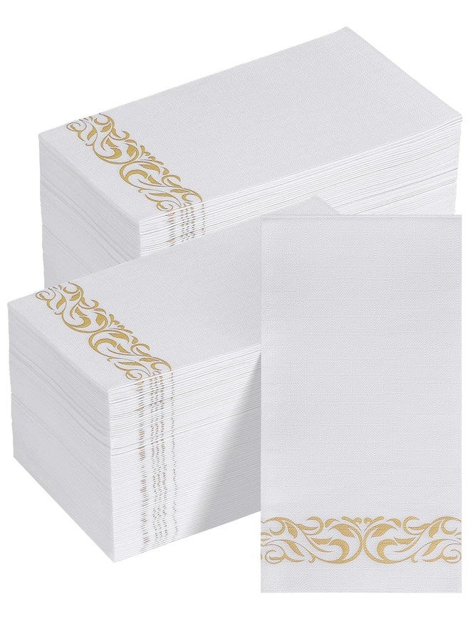 Goodluck 200 Pack 3-Ply Disposable Napkins - Soft & Absorbent Paper Hand Towels for Bathroom Guests, Dinner Party, Kitchen,Christmas， Wedding & Events, Parties - Floral Gold Trim - Image 1